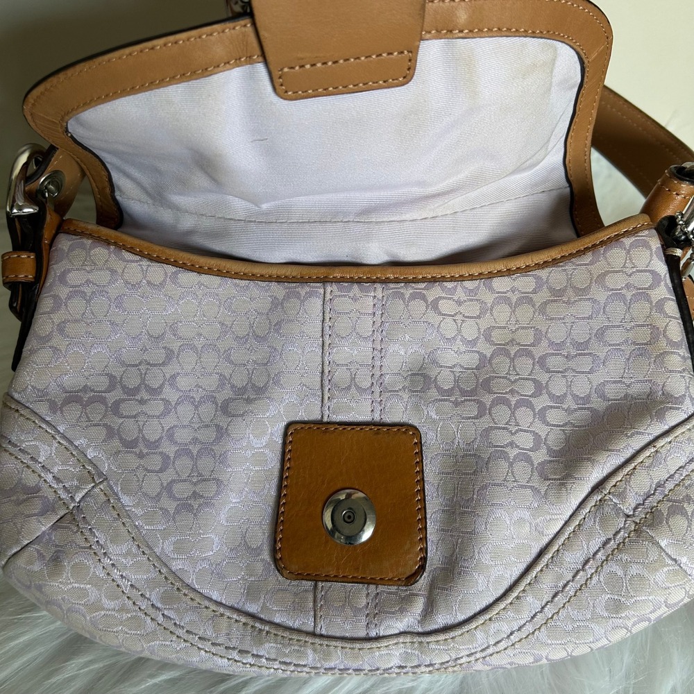 Coach Soho F12308 Lilac Signature Canvas Leather Shoulder Bag Fair - Picture 6 of 12
